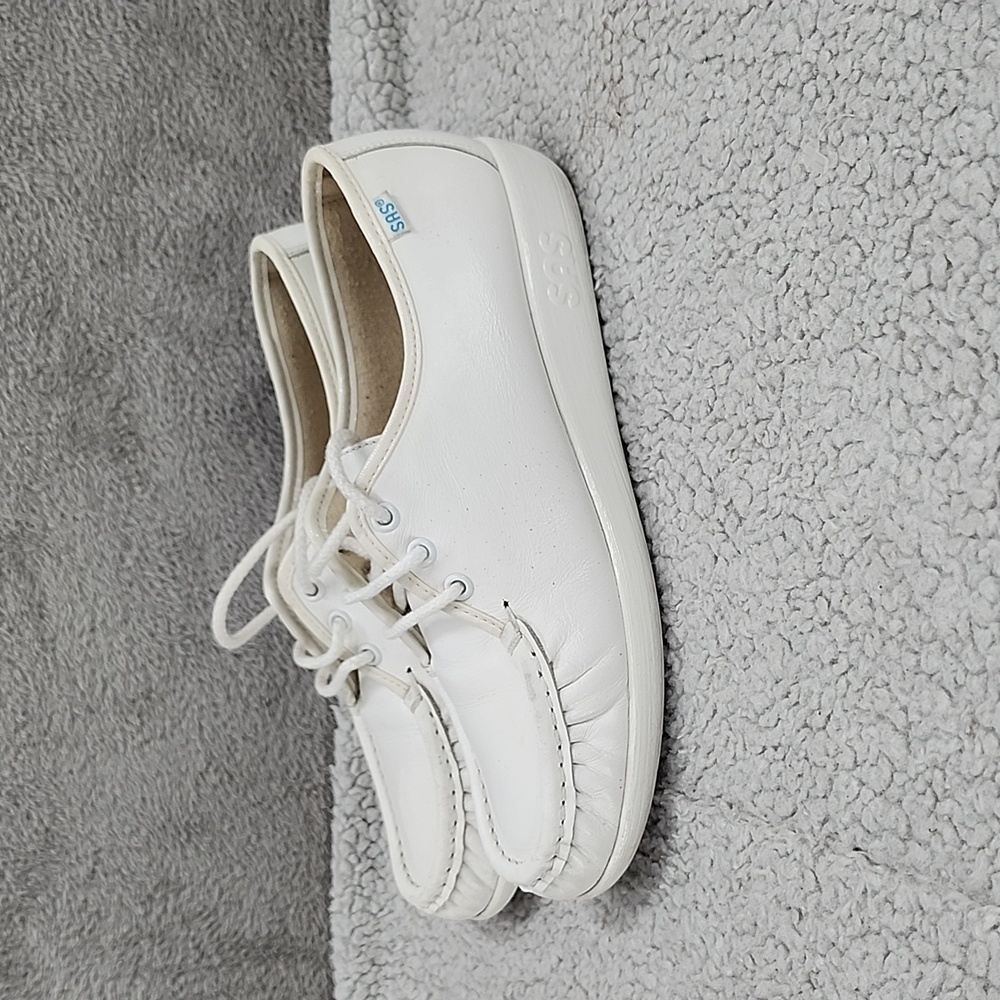 SAS Walking Comfort classic white leather lace up nursing duty shoes women's 7.5